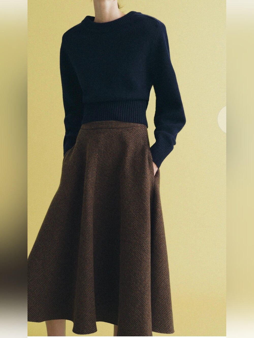 Zara WOOL BLEND CAPE SKIRT HOUNDSTOOTH (S) - Picture 4 of 7